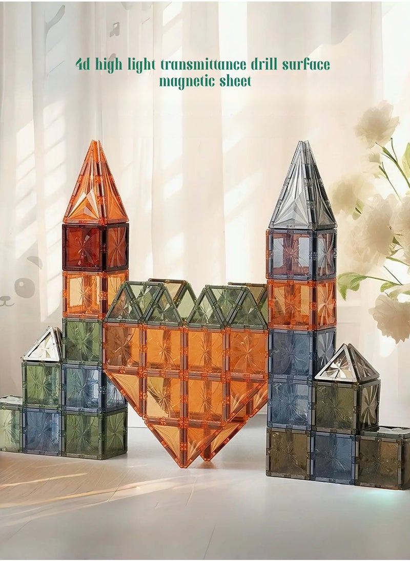 I LOVE KIDS - Magnetic Building Tiles 100 Pcs Set of Vibrant 4D Blocks, Encourages Creative Construction, Promotes Educational Brain Development,STEM Toy for Kids 2+Years - Image 1