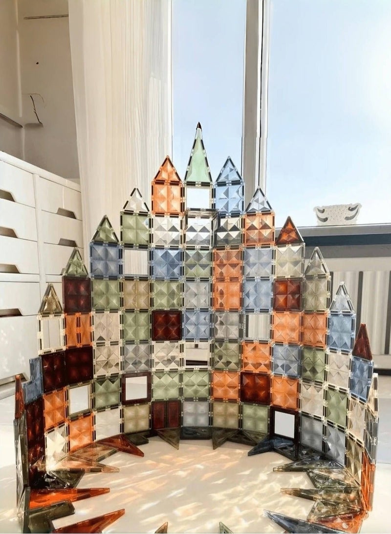 I LOVE KIDS Magnetic Building Tiles,100 Pcs Set of Vibrant 4D Blocks For Kids,STEM Approved Educational Toys,Starter Set Magnet Puzzles Stacking Blocks,Sensory Montessori Toys for Boys Girls - Image 1