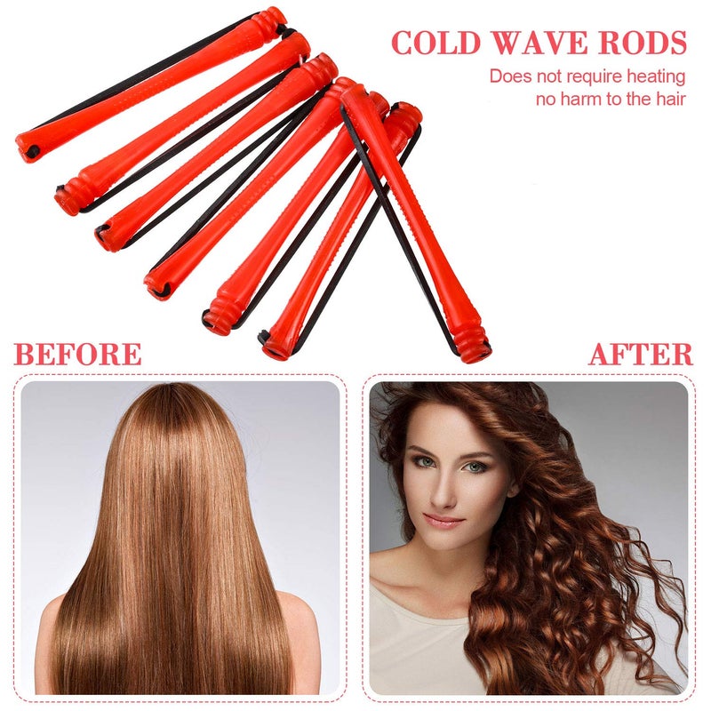 WILLBOND 48 Pieces Hair Perm Rods Short Cold Wave Rods Plastic Perming Irons Hair Curling Rollers Curlers with Steel Pintail Comb Rat Tail Comb for Hairdressing Styling Supplies(0.2 Inch,Red) - Image 4