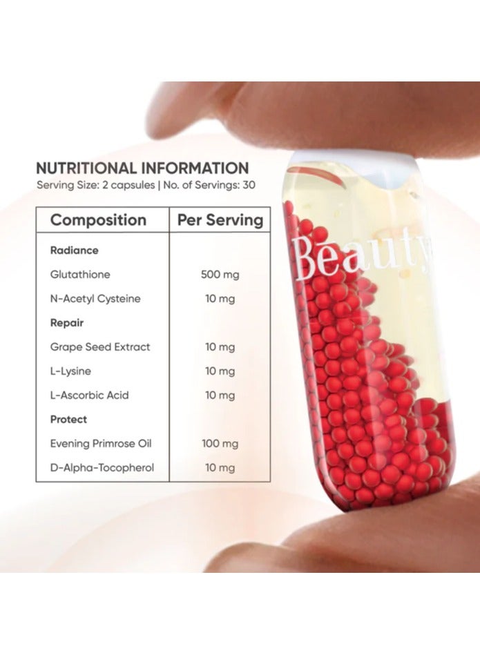 evening primrose oil and glutathione Beauty Wise Glutathione With Nac 500Mg Dual Action Skin Brilliance Evening  Primrose Oil 60 Veg Capsules Pack Of 1 | Best Price Qatar