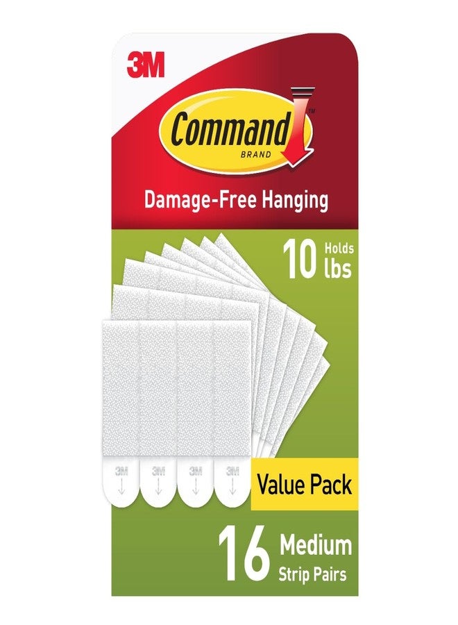 Command 3M Command Picture Hanging Strips, Medium, White, Holds Up To 12 Lbs., 16-Pairs (32-Strips), Easy To Open Packaging - Image 1