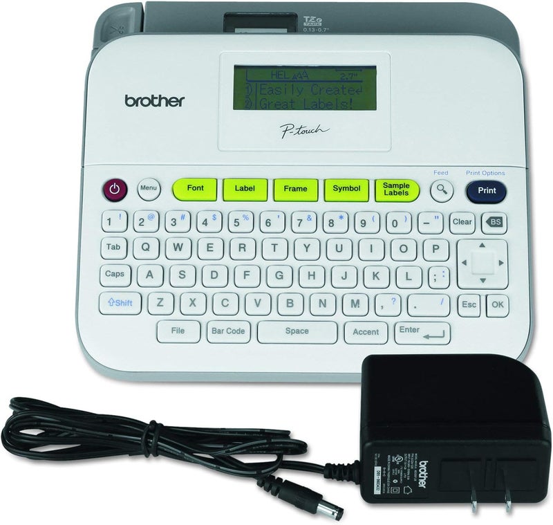 brother P-Touch Monochrome Label Maker, Versatile Easy-to-Use Labeler, PTD400AD, AC Adapter, QWERTY Keyboard, Multiple Line Labeling, White - Image 1