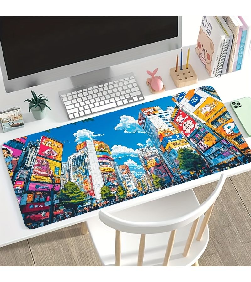 1 Large Electronic Sports Game Mouse Pad 30x60cm 11 8x23 6inches Non Slip Washable Rubber Bottom Desk Mat Urban Street Pattern Computer Accessories - Image 4