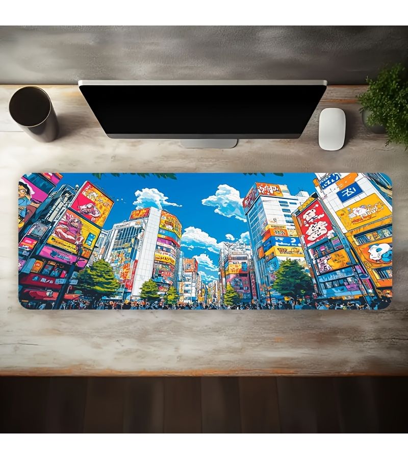 1 Large Electronic Sports Game Mouse Pad 30x60cm 11 8x23 6inches Non Slip Washable Rubber Bottom Desk Mat Urban Street Pattern Computer Accessories - Image 2