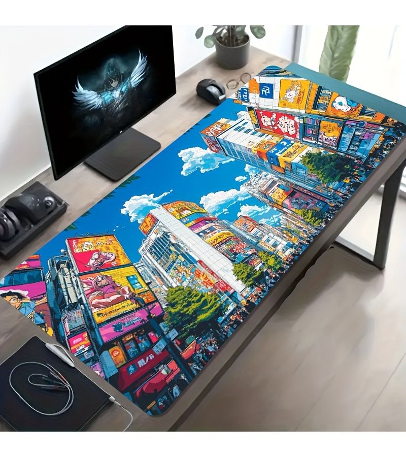 1 Large Electronic Sports Game Mouse Pad 30x60cm 11 8x23 6inches Non Slip Washable Rubber Bottom Desk Mat Urban Street Pattern Computer Accessories - Image 1