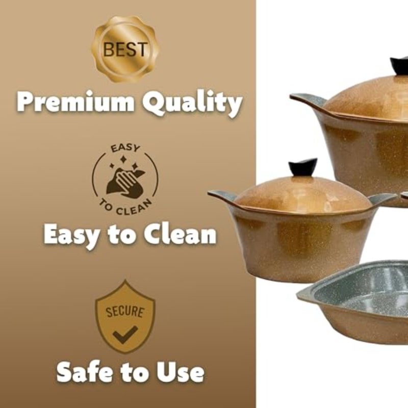V-SQ-SET13 Square set 13 PCS Single Pot 18+20+24) with lid+(2) Silicone +(Fry Pan 26 CM)+(4) PCS Kitchen Tools - Image 3