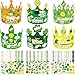 WorldBazaar St Patricks Day Crown Crafts Kits for Kids 24 Pack Green Shamrock Clover Paper Hat with Stickers Lucky Irish Classroom Family Party Supplies - Image 2
