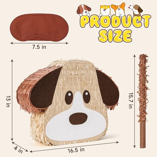 Birchio Dog Pinatas Bundle with a Blindfold and a Bat165 x 126 x 4 Inches Perfect for kids Birthday Parties Decoration Animal Theme Party Puppy Pinata - Image 5