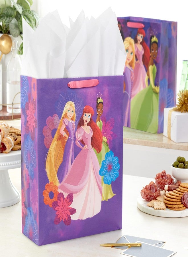Hallmark Disney Princess Gift Bags (1 Large, 1 Extra Large) Ariel, Tiana, Rapunzel, Moana, Snow White, Belle - Image 2