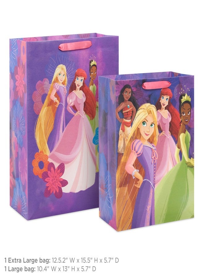 Hallmark Disney Princess Gift Bags (1 Large, 1 Extra Large) Ariel, Tiana, Rapunzel, Moana, Snow White, Belle - Image 3