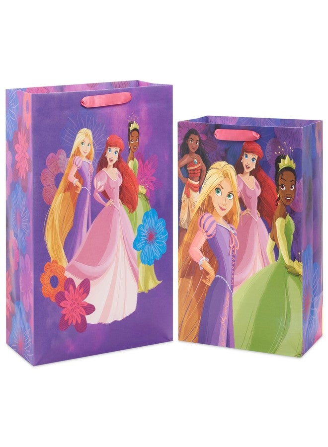 Hallmark Disney Princess Gift Bags (1 Large, 1 Extra Large) Ariel, Tiana, Rapunzel, Moana, Snow White, Belle - Image 1
