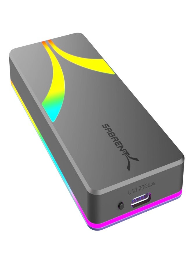 SABRENT Rocket RGB USB C 20Gbps M.2 SATA/NVMe SSD Enclosure (EC-RGBG) - Image 1
