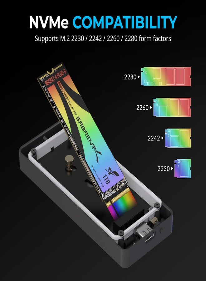 SABRENT Rocket RGB USB C 20Gbps M.2 SATA/NVMe SSD Enclosure (EC-RGBG) - Image 5