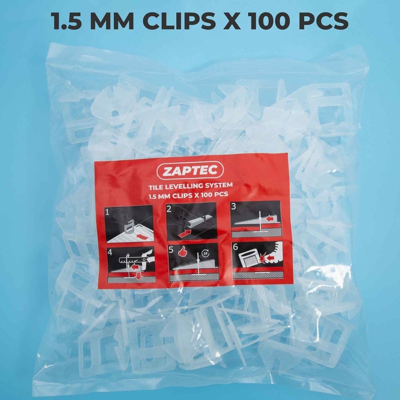 Zaptec Plastic Tile Levelling Spacer Clips 1.5 MM (100 Pcs) For Removing Lippage Unevenness During Tile Laying In Both Floor & Walls - Image 2