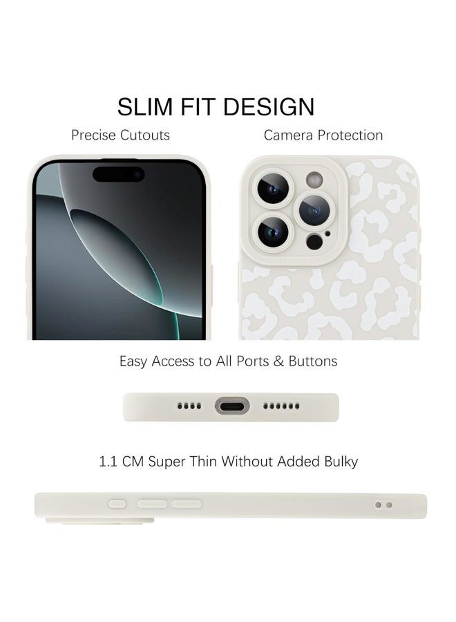 TEAUGHT Compatible with iPhone 16 Pro Max Case Cute Pattern White Leopard Print + Screen Protector Tire Shockproof Cover, Cheetah Pattern Phone Case Anti-Skid for Girls Women -White - Image 2