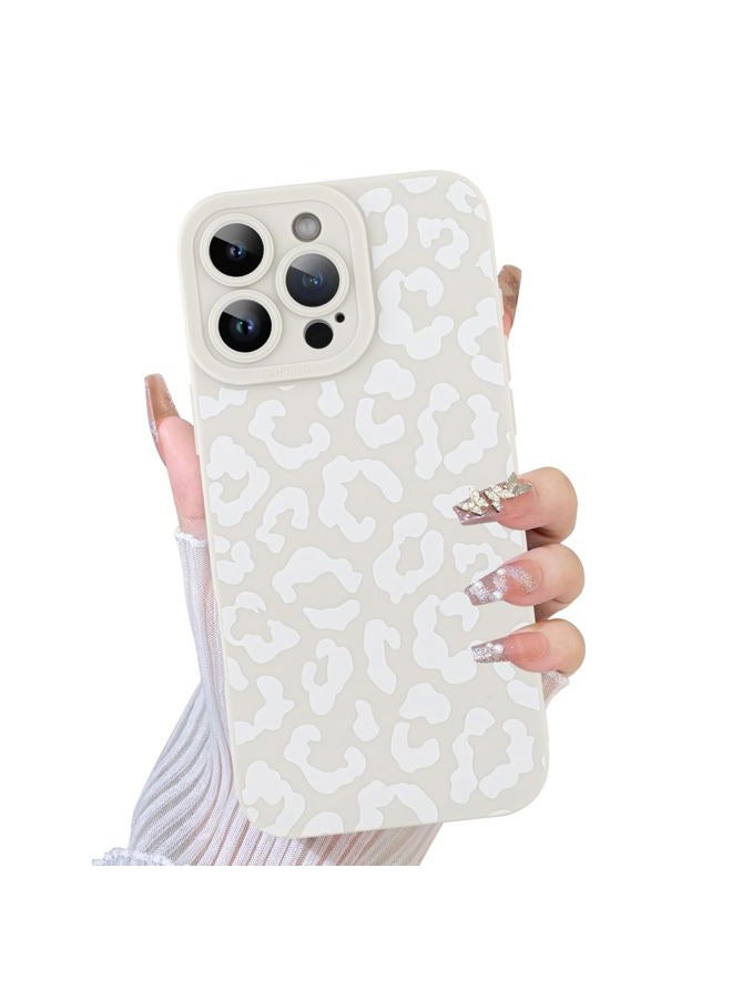 TEAUGHT Compatible with iPhone 16 Pro Max Case Cute Pattern White Leopard Print + Screen Protector Tire Shockproof Cover, Cheetah Pattern Phone Case Anti-Skid for Girls Women -White - Image 1
