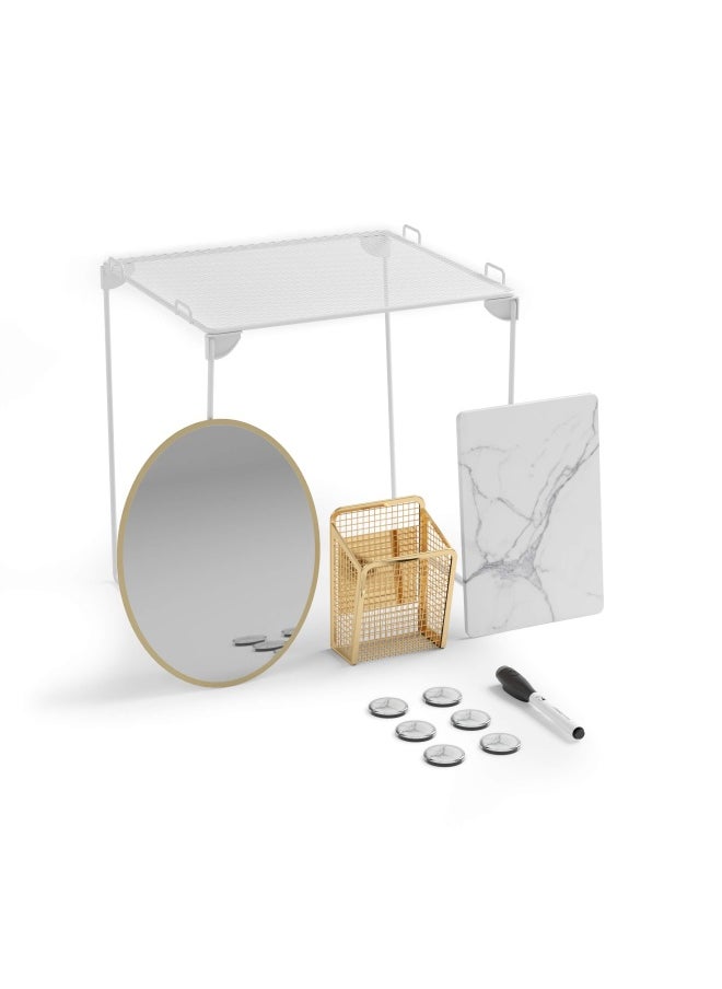 U Brands Locker Organizer And Decorating Kit Back To School Essentials Gold 11-Piece Includes Marble-Print Accessories Mirror Shelf And More  - Image 1