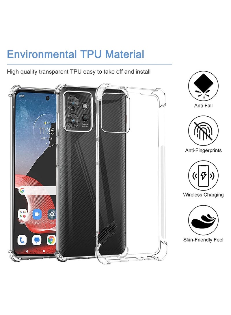 عام "غلاف واقي شفاف مناسب لهاتف Motorola Thinkphone 5G، مع 3 قطع من زجاج الحماية المقوى، حواف زوايا فائقة الرقة من مادة TPU المرن، حماية هوائية ضد السقوط، مقاوم للصدمات والخدوش، بتصميم بلوري شفاف" - Image 2
