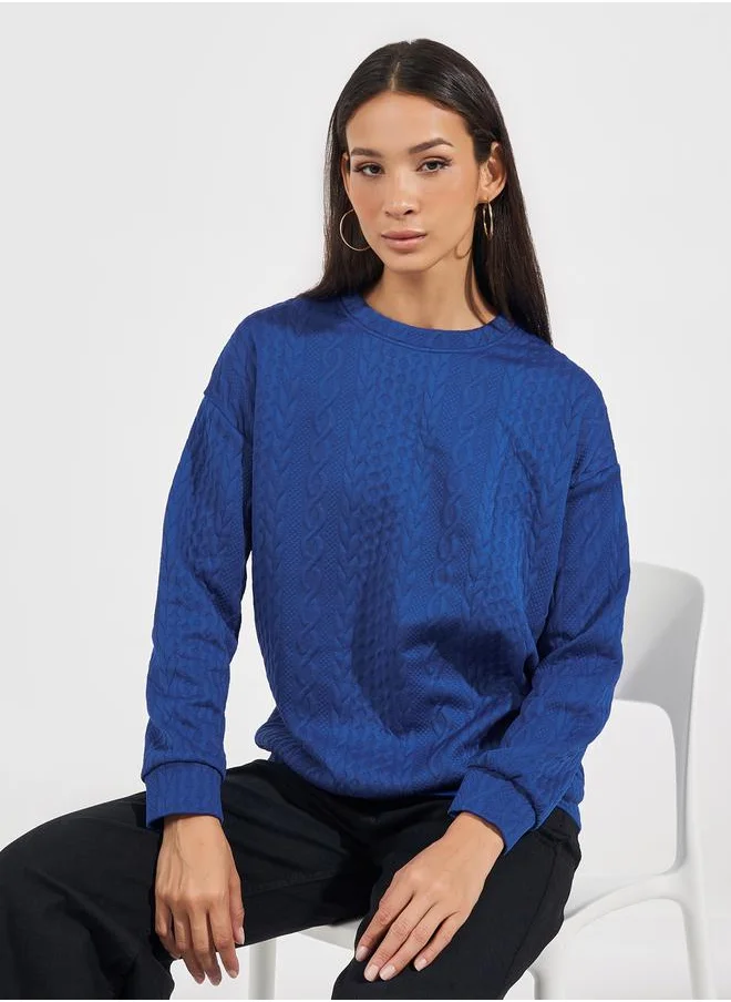 Styli Oversized Regular Length Textured Sweatshirt