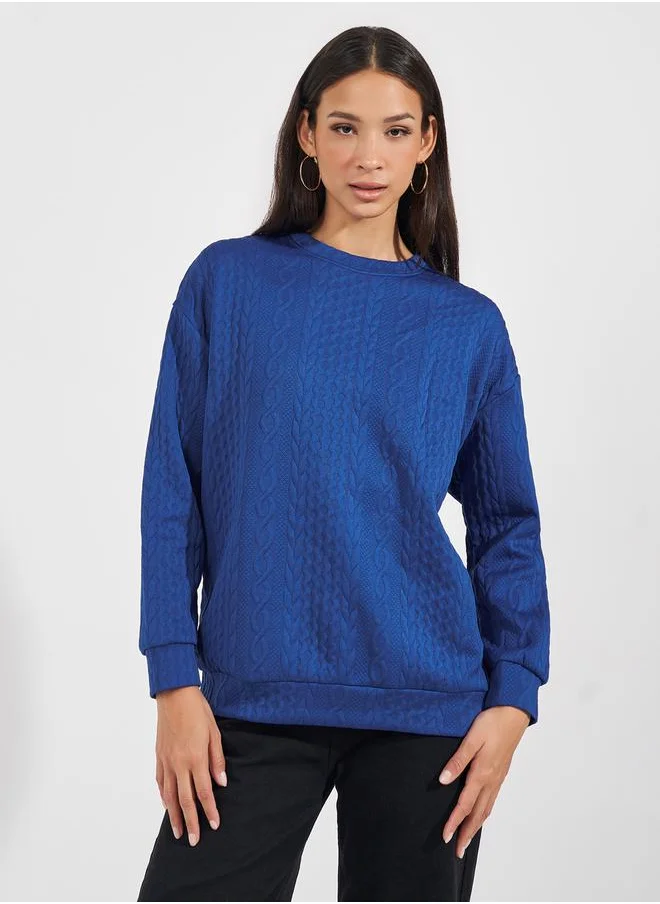 Styli Oversized Regular Length Textured Sweatshirt