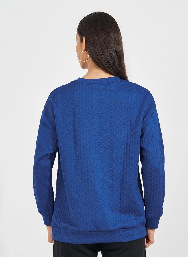 Styli Oversized Regular Length Textured Sweatshirt