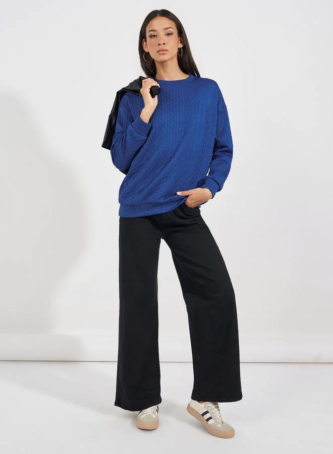 Styli Oversized Regular Length Textured Sweatshirt