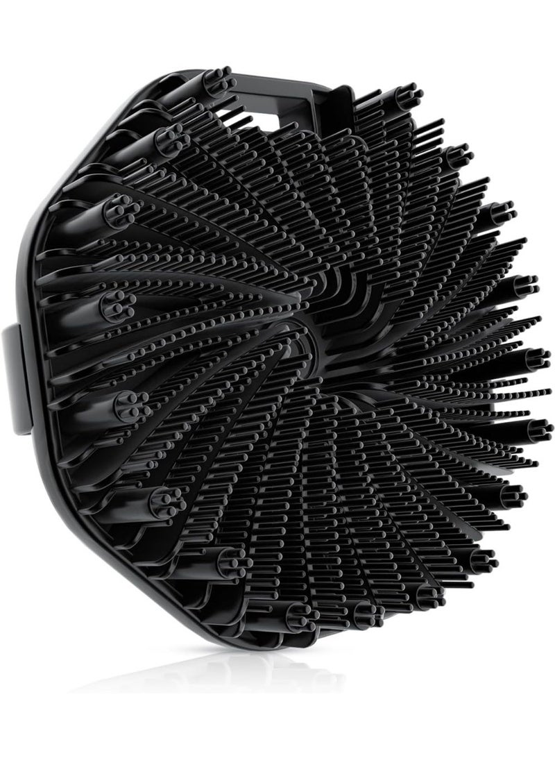 Silicone Body Brush Gentle Exfoliating Shower Scrubber, Hygienic Non-Slip Handle, Durable for Sensitive Skin, Black 1Pack - Image 1