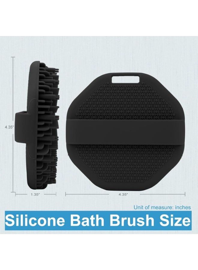 Silicone Body Brush Gentle Exfoliating Shower Scrubber, Hygienic Non-Slip Handle, Durable for Sensitive Skin, Black 1Pack - Image 3