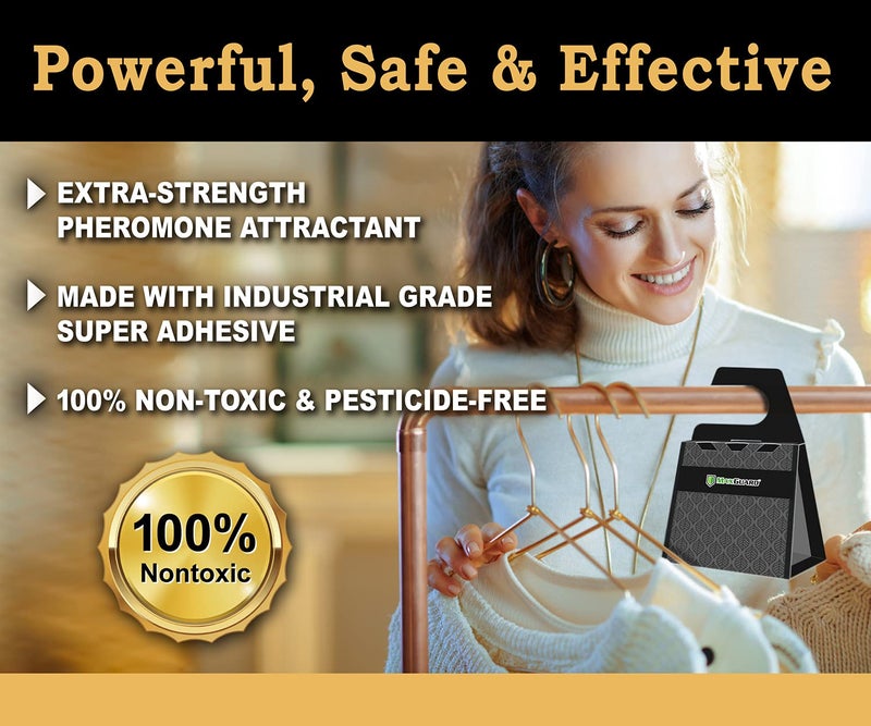 MaxGuard Clothes Moth Traps (6+2 Free Traps) with Extra Strength Pheromones | Non-Toxic Sticky Glue Trap for Closets and Carpet Moths | No Mothballs | Lure, Trap and Kill Case-Bearing Webbing Moths | - Image 4