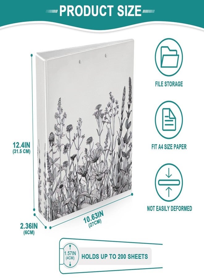 SDMKA Flowers and Plants 3-Ring Binder 1.5 Inch 1 Pack Round Ring Binder Holds 200 Sheets with 3 Inside Pockets for Office Home Organization - Image 4
