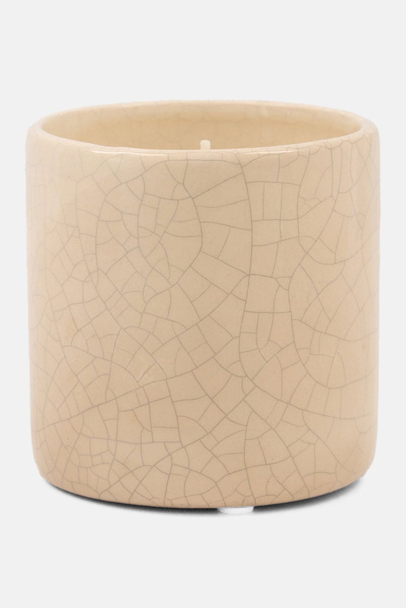 Muy Mucho Crackled Ceramic Candle 8 x 8 cm, White - Image 1