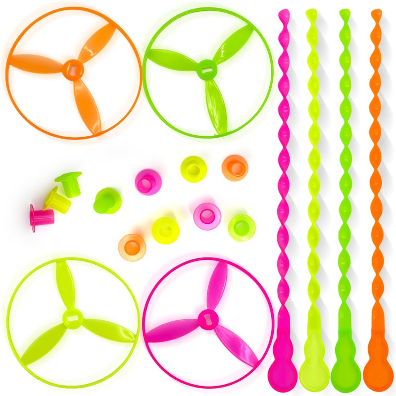Sepco 50 Pcs Plastic Flying Helicopter Toy Set Flying Twist Disc with Launchers Spinning Bamboo Dragonfly Plastic Propeller for Kids Party Favors Gifts - Image 3