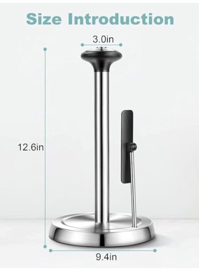 Paper Towel Holder, Stainless Steel Standing Paper Towel Organizer Roll Dispenser for Kitchen Countertop Home Dining Table Roll Dispenser with Weighted Base  - Image 3