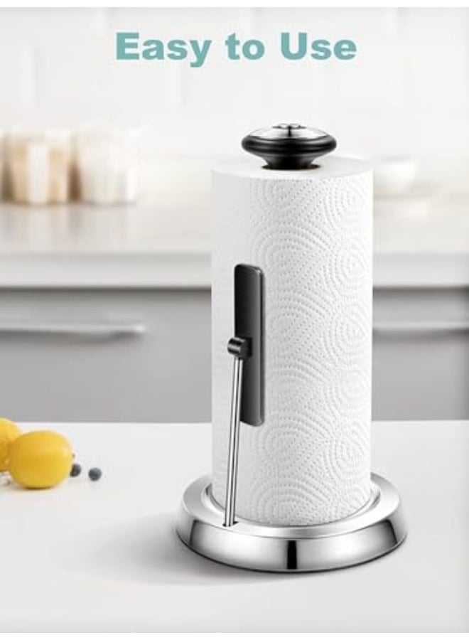 Paper Towel Holder, Stainless Steel Standing Paper Towel Organizer Roll Dispenser for Kitchen Countertop Home Dining Table Roll Dispenser with Weighted Base  - Image 2