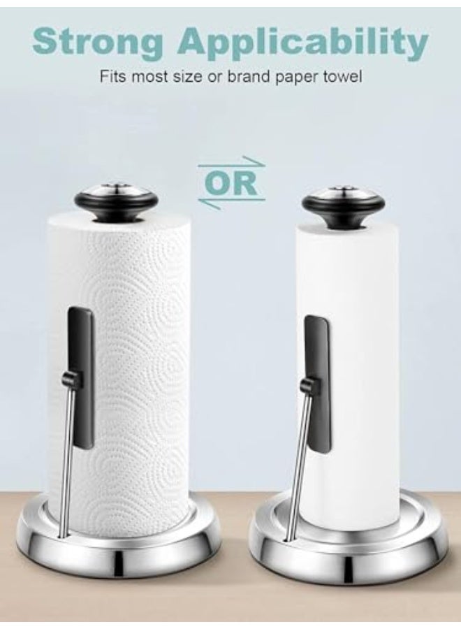 Paper Towel Holder, Stainless Steel Standing Paper Towel Organizer Roll Dispenser for Kitchen Countertop Home Dining Table Roll Dispenser with Weighted Base  - Image 5