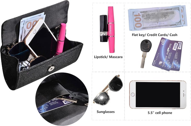 Outrip Women's Evening Bag Clutch Purse Glitter Party Wedding Handbag with Chain - Image 2