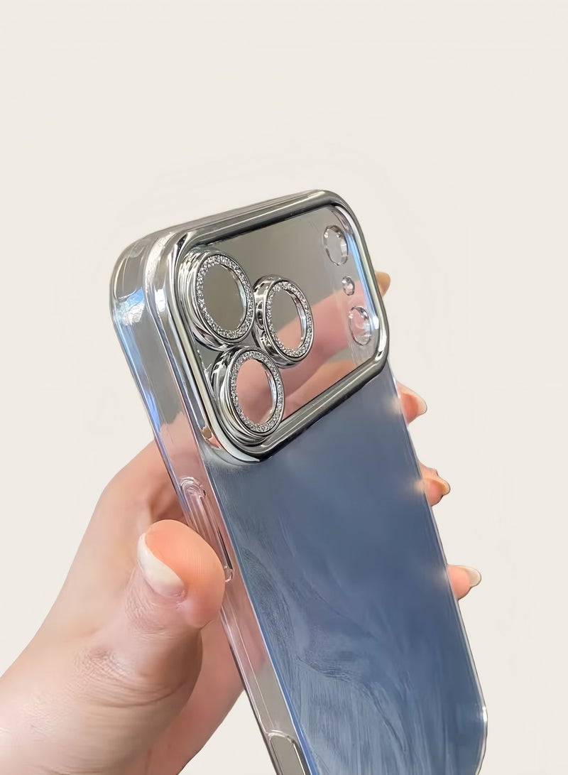 Silver Elegant Reflective Feather Mesh iPhone 17 Pro Case - Image 2