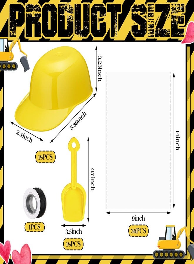 Liitrsh 73 Pcs/18 Sets Construction Party Favors Including Small Hard Hat Snack Ice Cream Bowl and Shovel Construction Gifts Soft Plastic Building Birthday Party Gifts with Transparent Bags - Image 3