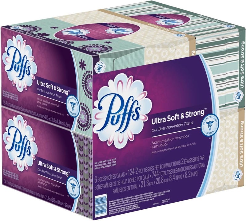 Procter  Gamble 35554 Ultra Soft Facial Tissue 2ply White 124 Sheetsbox 6 Boxespack 4 Packscarton