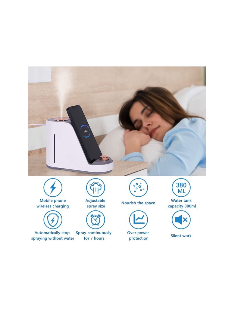 Furtey - 2 in 1 Air Humidifiers,Auto Shut-off and Whisper Quiet Mist Air Humidifier with Wireless Charging for Bedroom Office - Image 1