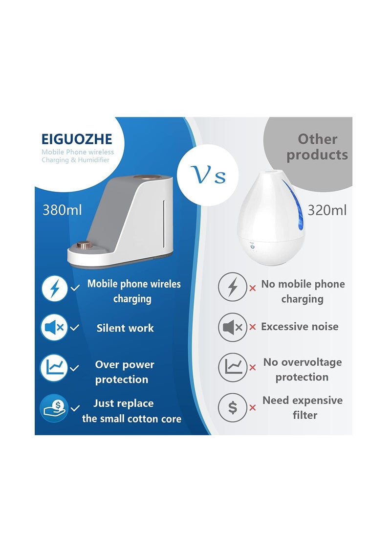 Furtey - 2 in 1 Air Humidifiers,Auto Shut-off and Whisper Quiet Mist Air Humidifier with Wireless Charging for Bedroom Office - Image 1