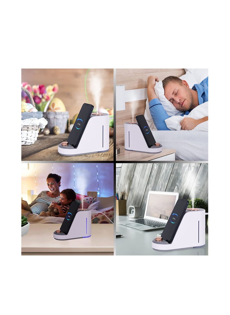 Furtey - 2 in 1 Air Humidifiers,Auto Shut-off and Whisper Quiet Mist Air Humidifier with Wireless Charging for Bedroom Office - Image 1
