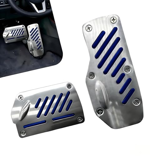 Hugwits 2 PCS NonSlip Car Pedal Covers Premium Aluminum Alloy Automatic Transmission Gas Brake Pads Safe Driving Car Pedal Replacement Accessories Universal for Most Cars Blue - Image 1