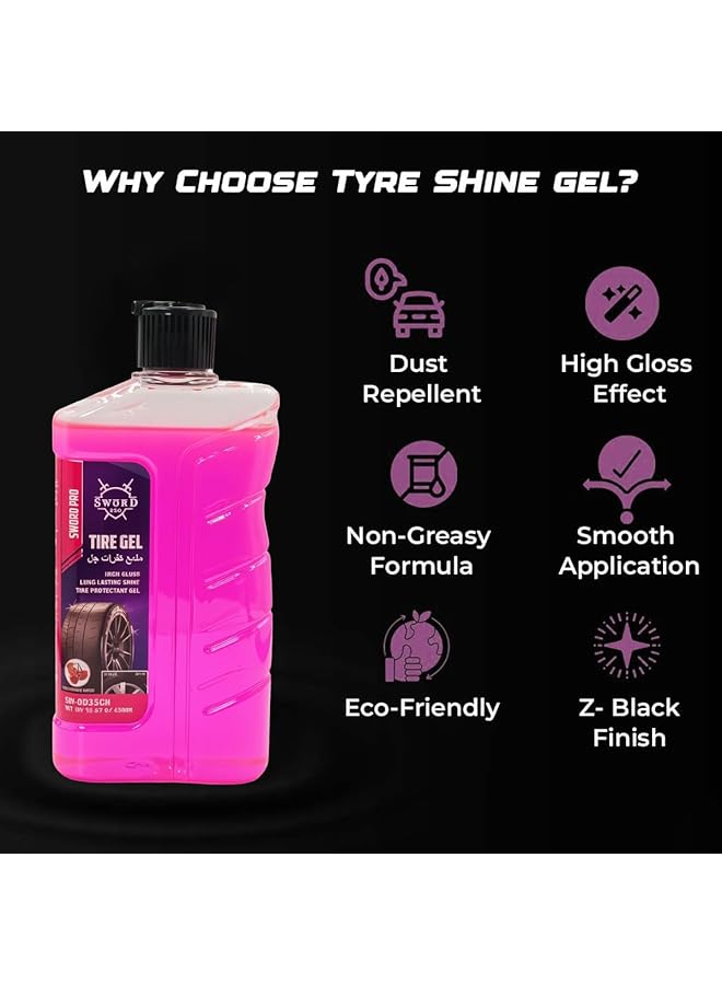 Generic Sword Pro Tire Gel – High Gloss Long Lasting Shine Tire Protectant Gel, All Tire Cleaner, Extreme Tire Shine 450Ml (Cherry)  - Image 2