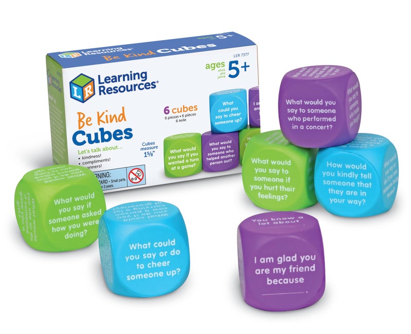 Learning Resources Be Kind Cubes, 6 pieces, Ages 5+ Social Emotional Learning Toys, Speech Therapists Materials, Emotional Intelligence Toys - Image 1