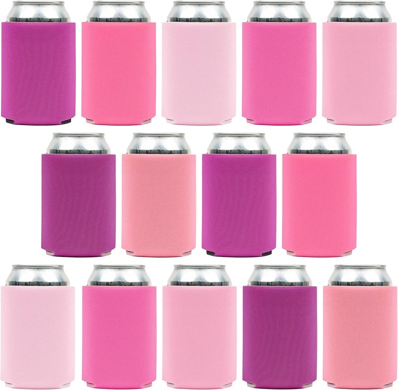 CURRENT CO. Blank Beer Can Cooler Sleeves (14-Pack) Soft Insulated Beer Cozy for Cans - HTV Friendly Plain Coolies in Bulk for Beer Cans & Bottles - Can Cozy Sublimation Blanks for Vinyl Projects & Wedding Favors - Image 1