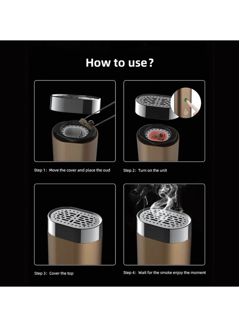 LUX Oud Incense bakhoor burner electric rechargeable best gift for home, car, office & desert camping  - Image 5