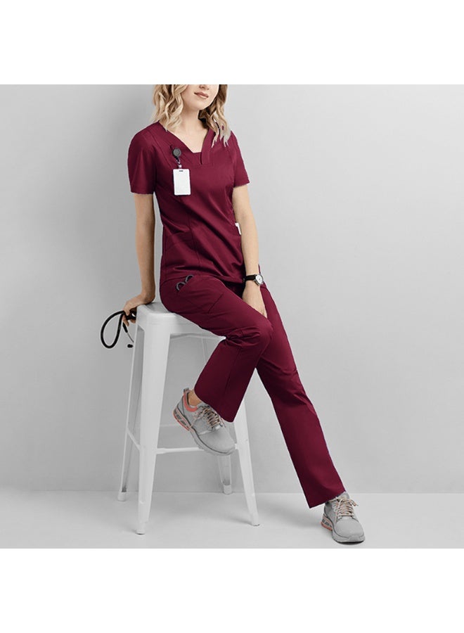 NIBEMINENT Workwear Medical Scrubs Uniform Set Doctor  Nurse Short Sleeve Surgical Gown Pants for Hospitals Dental Clinics  Beauty Salons - Image 1