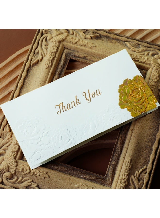 Thank-you card, embossed rose card, raised rose card, embossed card, blessing card (8.8 × 17.5 cm) (white) - Image 1