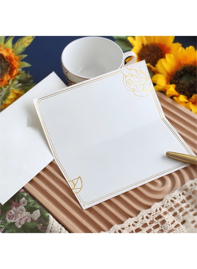 Thank-you card, embossed rose card, raised rose card, embossed card, blessing card (8.8 × 17.5 cm) (white) - Image 4